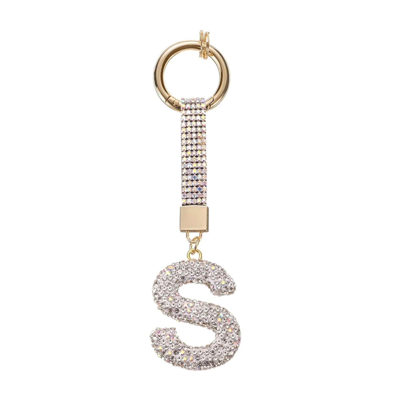 

Персонализированный брелок с алфавитом и сверкающими стразами, прочный сплав, ювелирный аксессуар для модного повседневного использования S