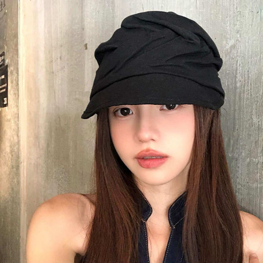 Pleated Newsboy Hats Japanese Peaked Caps Korean Linen Berets  Streetwear