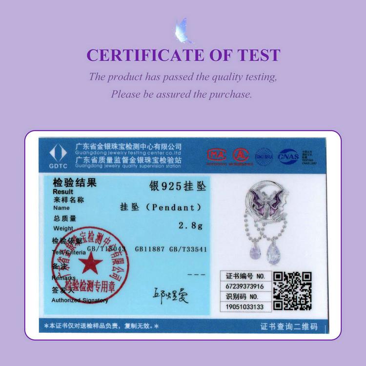 WOSTU Mystic Purple Series 925 Sterling Silver Butterfly Charms Elf Pendant Drop Zircon Moon Beads Fit DIY Bracelet Neckalce