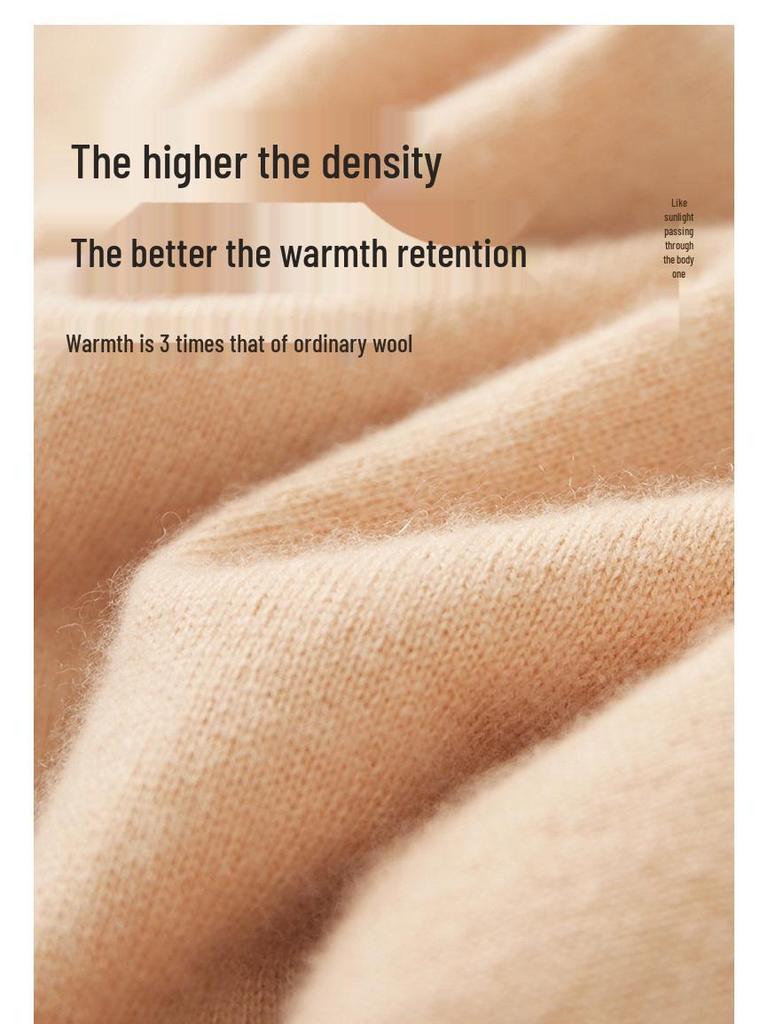 Men's Cashmere Half-High Neck Pullover - Autumn/Winter Versatile Loose Knit Sweater for Mid-Aged and Young