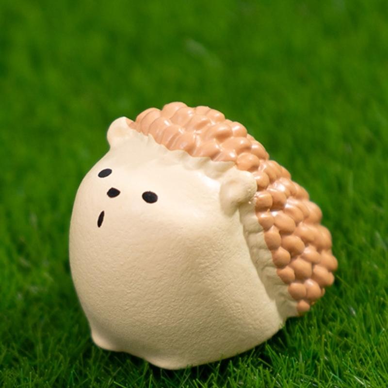 Set of 7 Cartoon Hedgehog Miniature Sculptures Tabletop Ornaments for Garden Landscape Decoration Terrariums Art Gift