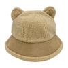 Warm Fisherman Hat Plush Winter Bucket Hat Fashion Berber Fleece Bear Ear Cap  Winter/Autumn