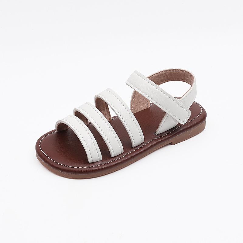 Kids Sandals Soild Color Retro Open Toes Girls Casual Shoes for Summer 2025 New Children Beach Shoes Soft Sole Non-slip Classic