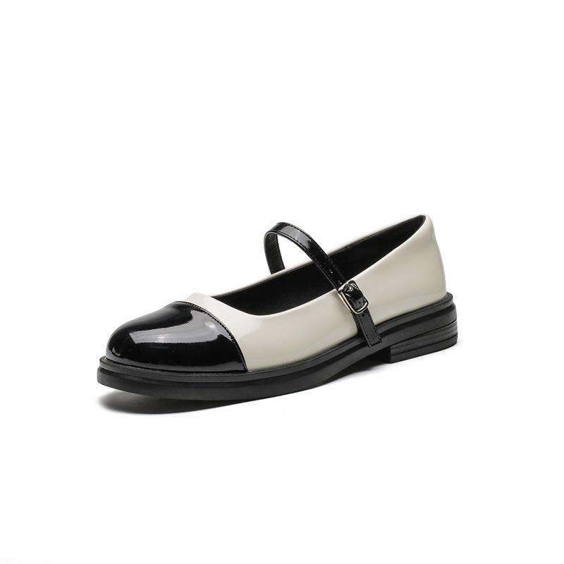 

Туфли Мэри Джейн женские 2025 весна цветные одинарные туфли круглый носок лакированная кожа маленькие кожаные туфли толстый каблук женская обувь Ge Shilin ретро 40 абрикосовый