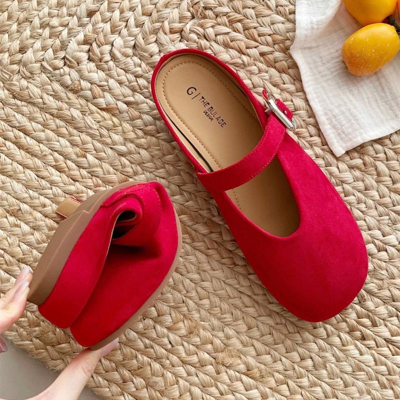 Fashion Fashion Round Toe Shallow Flat Sandals Women High Quality Faux Suede Ballet Flats Women Elegant Comfort Soft Sole Casual Shoes