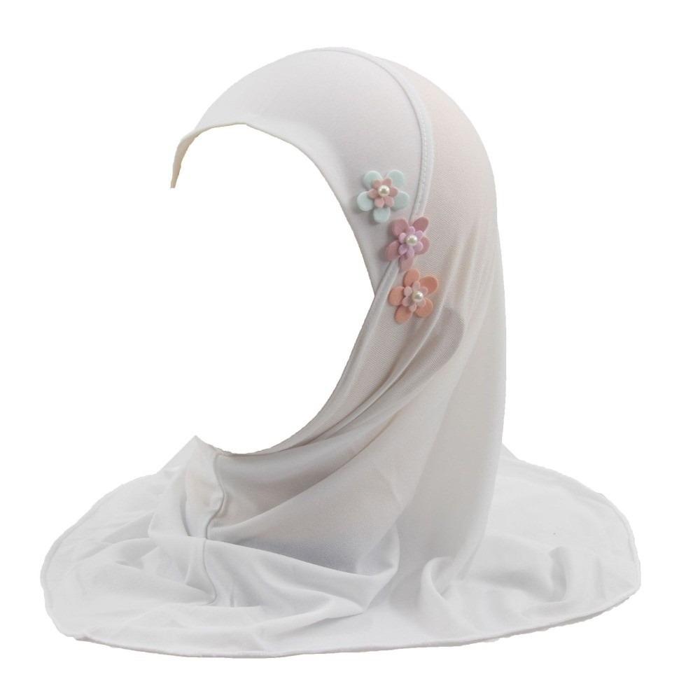 with Floral Ornament Crystal Linen Headscarf Soft Head Cover Beautiful Head Wrap Turban Children