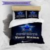 3pcs Custom Name Cowboys Fan Gear Printed Bedding Set Duvet Cover Closure Includes 1 Duvet Cover & 2 Pillowcases, Soft and Comfortable for All Seasons