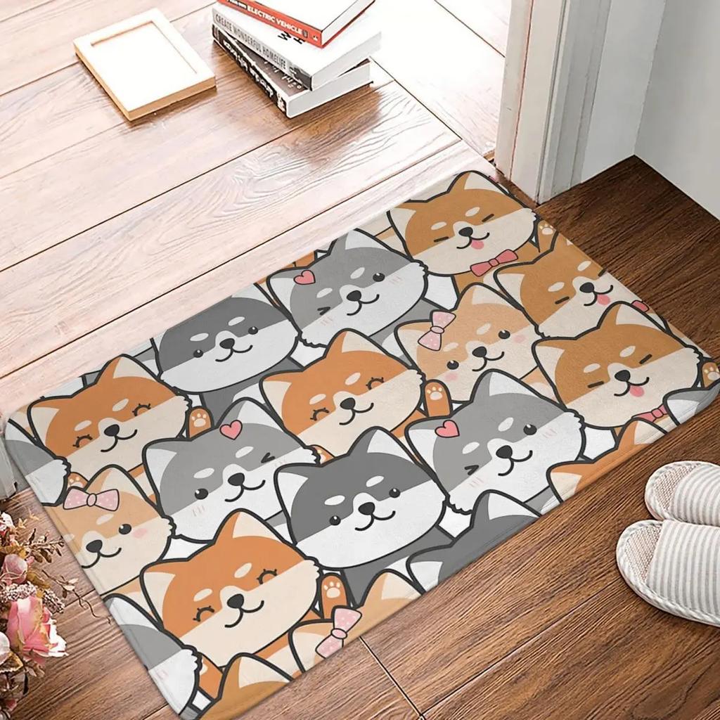 Kawaii Shiba Inu Entrance Doormat Home Decoration Non-Slip Bathroom Floor Mat Carpet for Living Room Balcony Rugs Decor