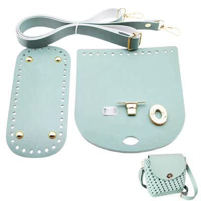 1 Set DIY PU Leather Crochet Crossbody Bag Kit, Including PU Leather Sheets, Strap, Metal Findings, Golden, Aquamarine, 600~1250mm