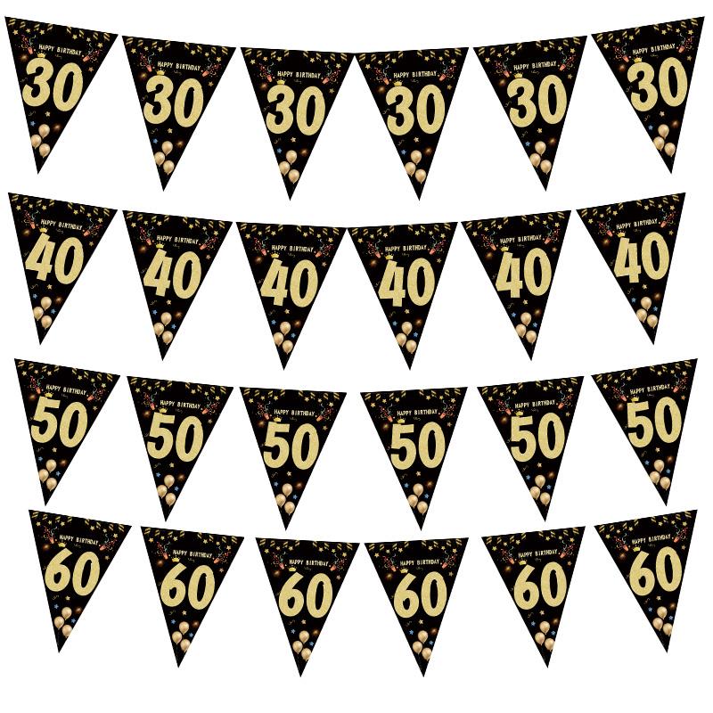 30th 40th 50th 60th Birthday Decorations Number Balloons Birthday Hanging Banner Flags for Adult 30th Anniversary Supplies