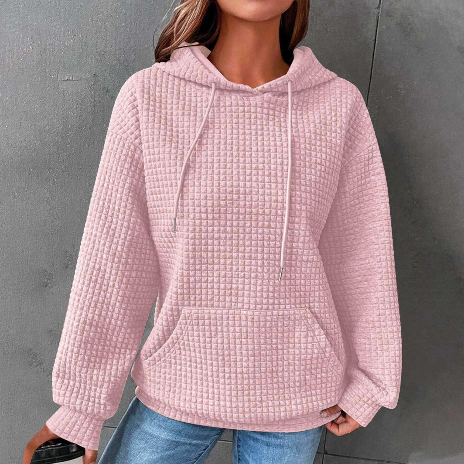 

Женские толстовки с длинным рукавом, повседневные однотонные толстовки с капюшоном на шнурке для женщин, пуловер с карманами