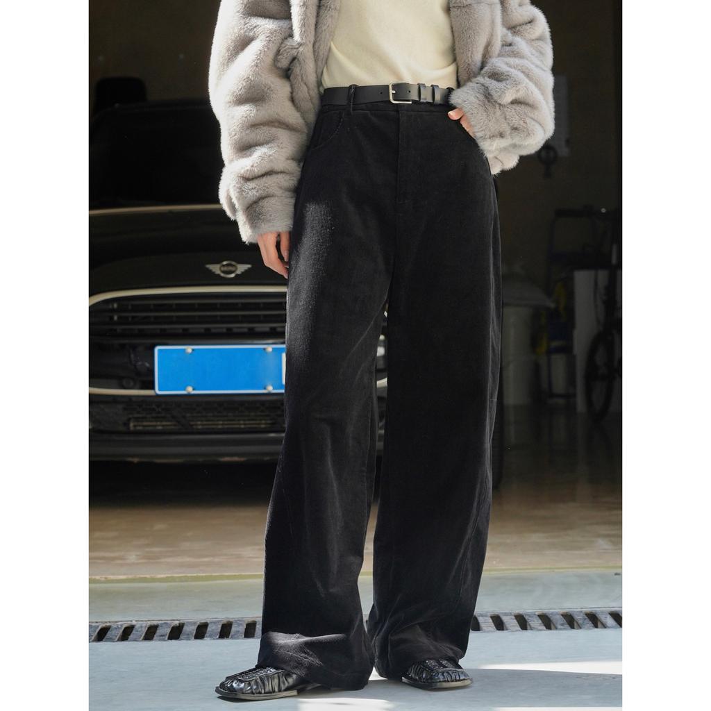 Johnature Winter Korean Version Corduroy Casual Pants Simple Straight Leg Loose Thermal Pants Women Thick