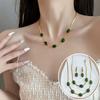 Zestaw 4 sztuk Vintage Naszyjnik Kolczyki Choker Kryształowa Biżuteria Garnitur Zielony Zestaw Biżuterii z Cyrkoniami Kobiety