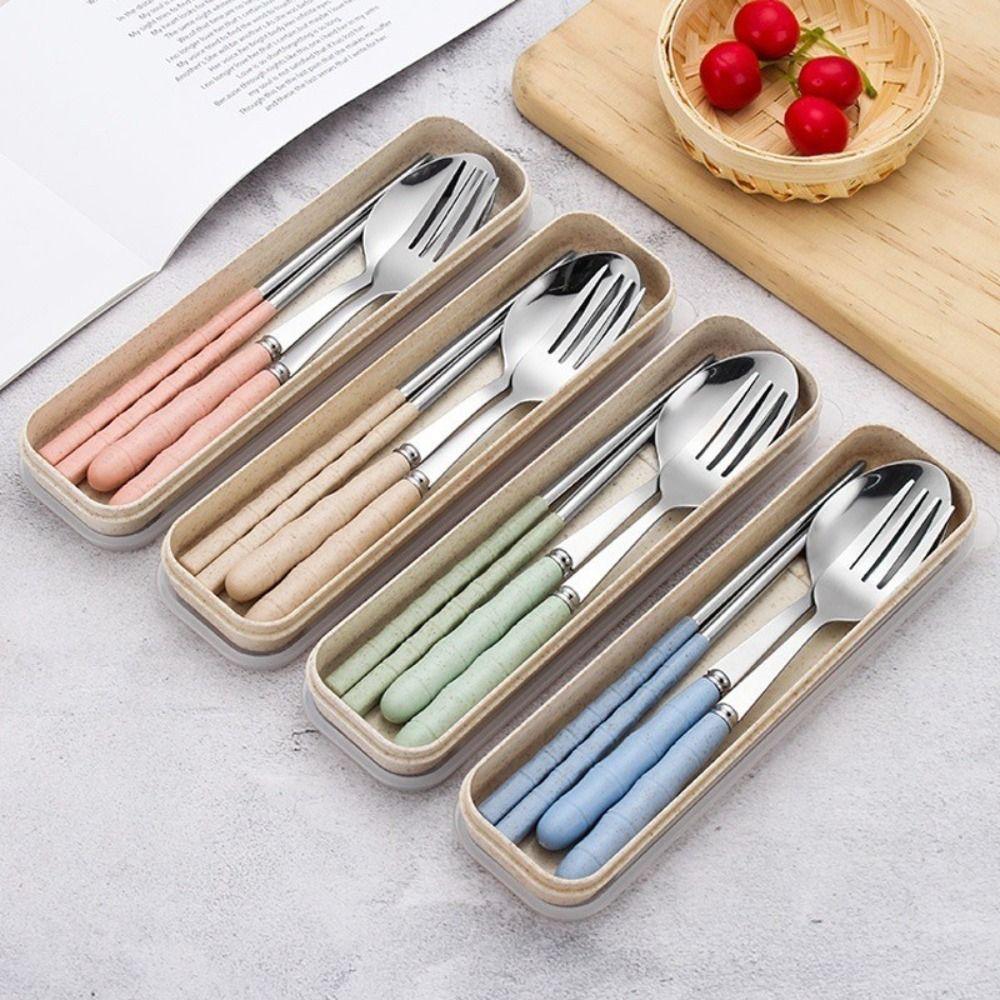 3Pcs Tableware Cutlery Set Stainless Steel Cutlery New Chopsticks