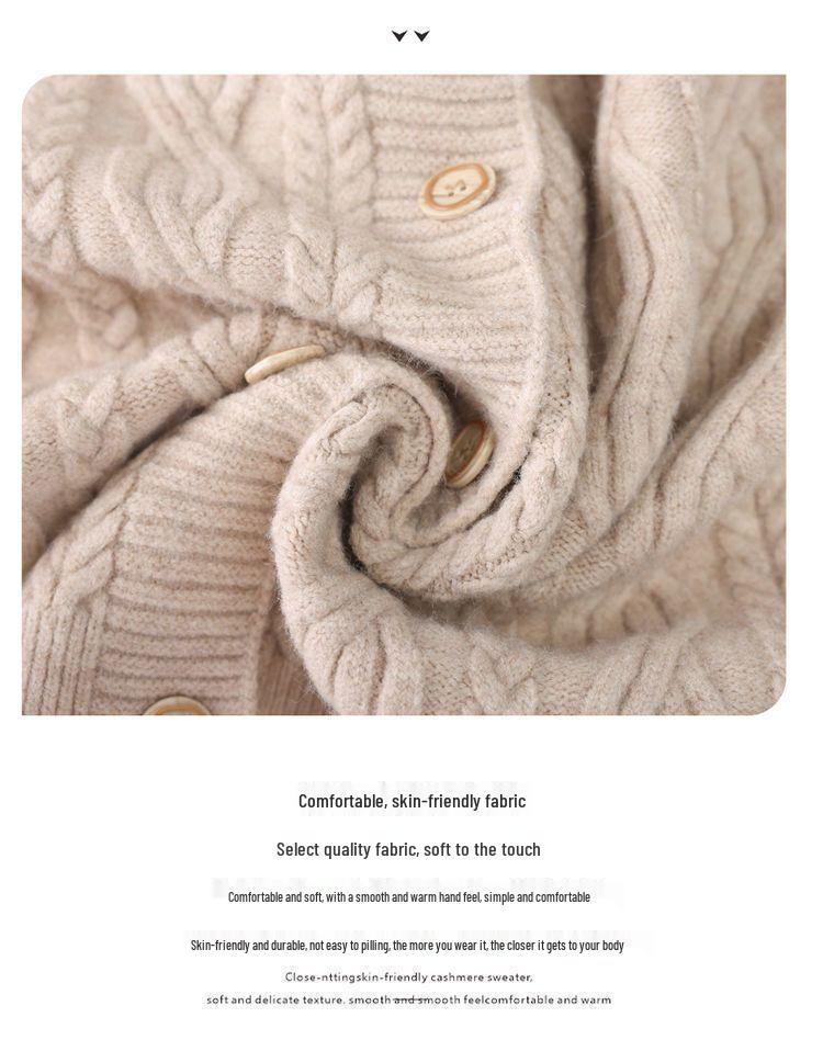 Petite High-Waisted Cable Knit Cropped Cardigan - Spring/Autumn 2025 New Style