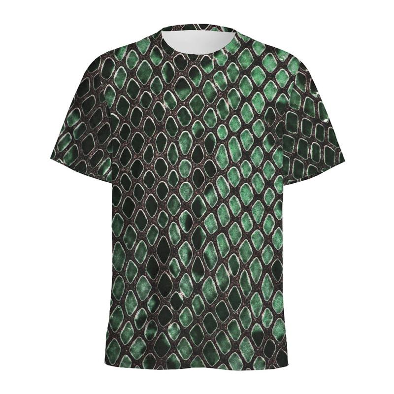 Pánské tričko s módním hadím vzorem, 3D potisk, grafika zvířecí kůže, tričko s kulatým výstřihem, pouliční trička s krátkým rukávem, topy