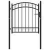 Garden Gate EMMEN with Arched Top Steel 100 x 86 cm Black