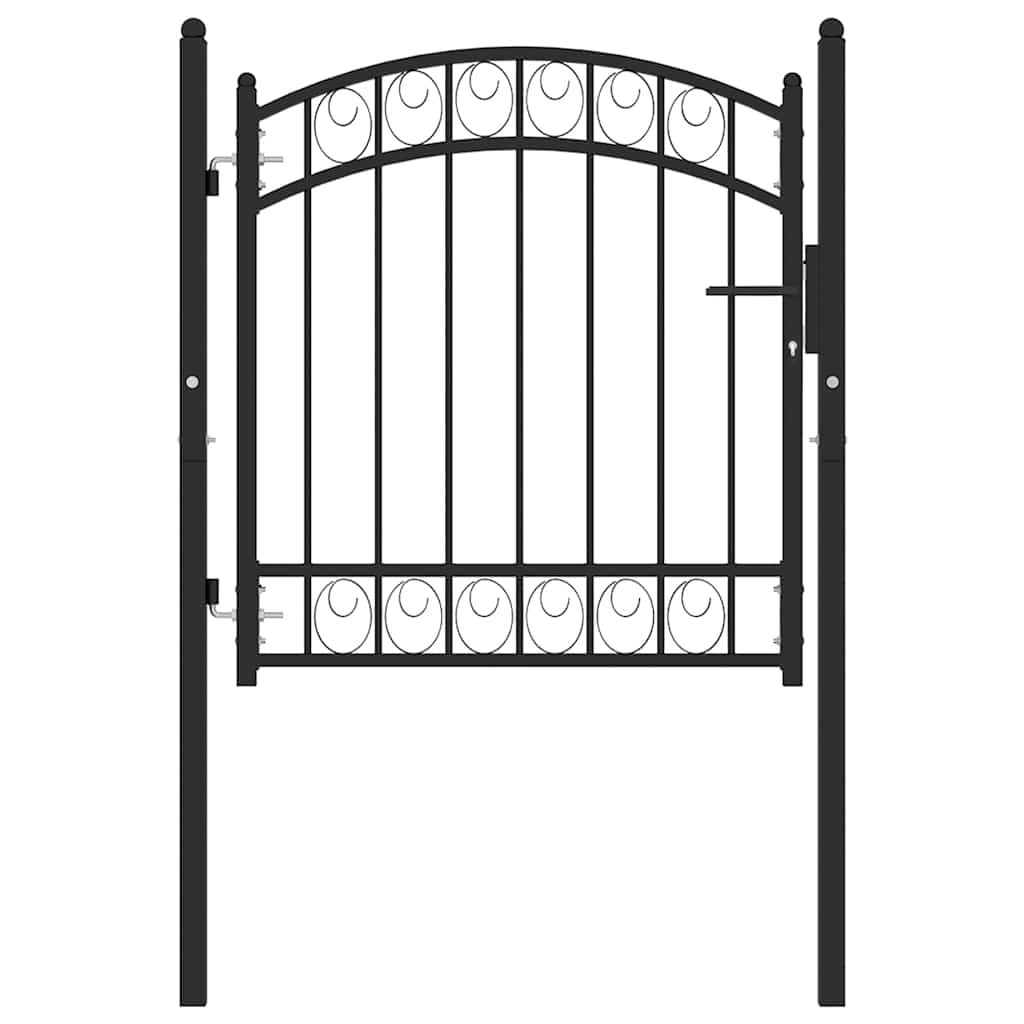 Garden Gate EMMEN with Arched Top Steel 100 x 86 cm Black