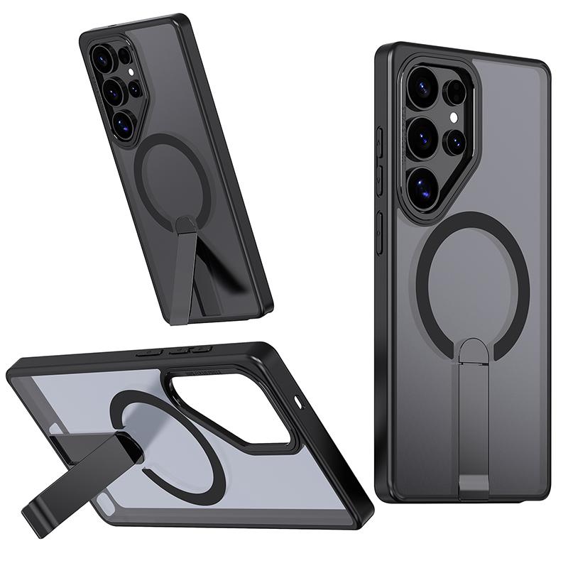 For Magsafe Wireless Charging Metal Bumper Phone Case For Samsung Galaxy S25 Ultra S23 S22 S24 Ultra FE Plus Hard PC Back Cover