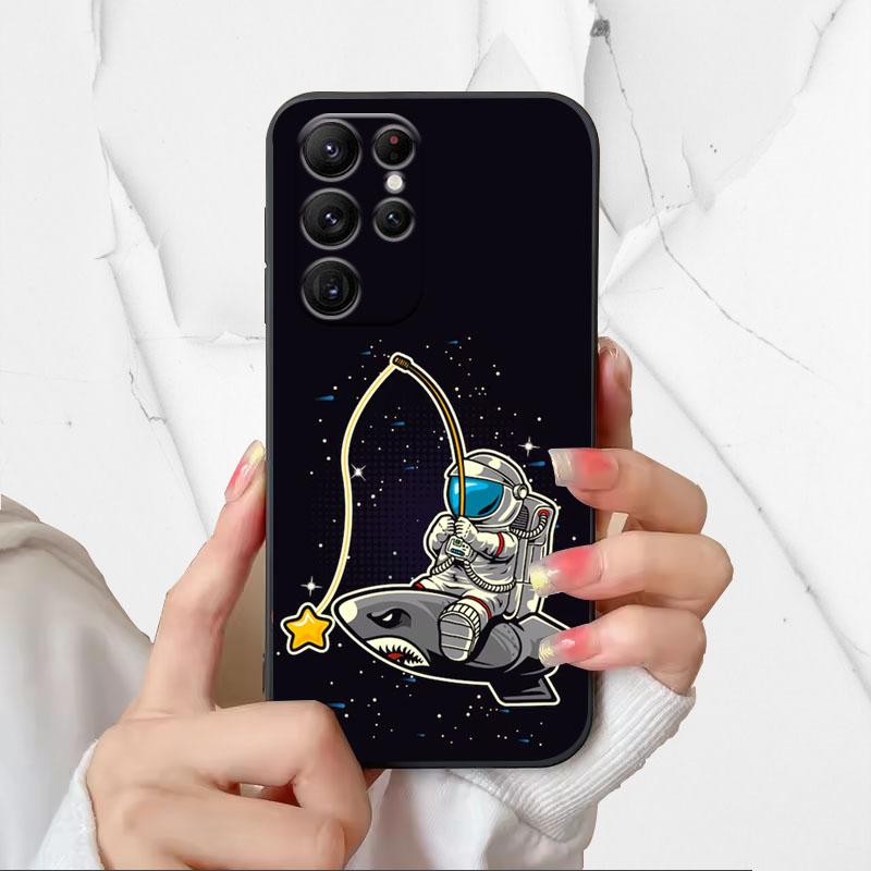 Astronaut Pattern Phone Case For Samsung Galaxy S25 Ultra Covers For Galaxy S 25 Ultra Soft Silicone Shell Black TPU Fundas