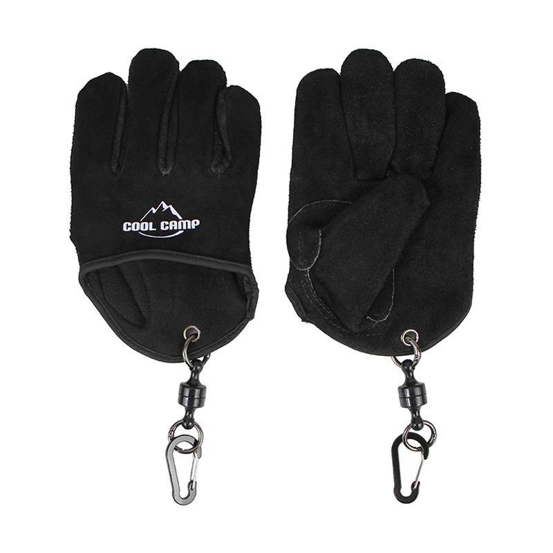 

Outdoor Heat Insulation and Anti-scalding Barbecue Gloves Can Be Hung Portable Fire Leather Gloves Non-slip Fishing Gloves чорний