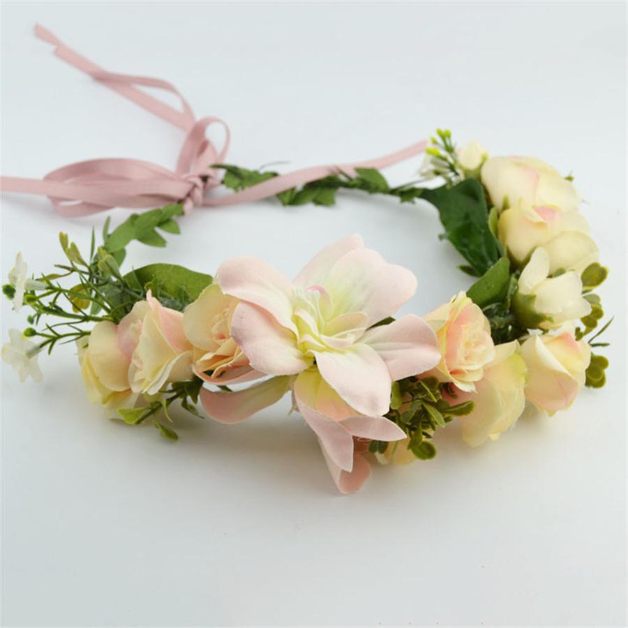 New Fashion Sweet Princess Flower Hair Wreath Floral Hairbands Beach Headband Party Boho Headbands Bridal Bridesmaid Headdress