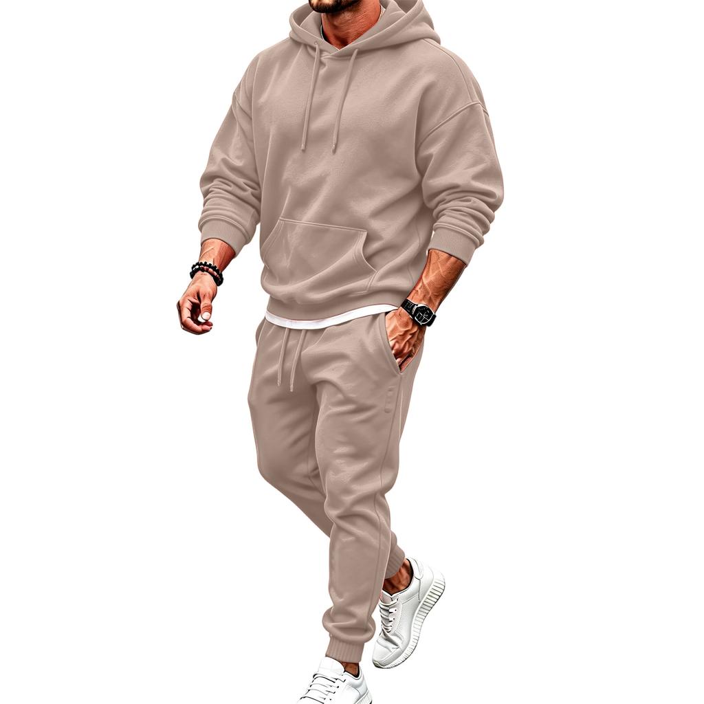Conjunto de Moletom Unissex com Capuz e Calça Jogger de 2 Peças para Homens e Mulheres