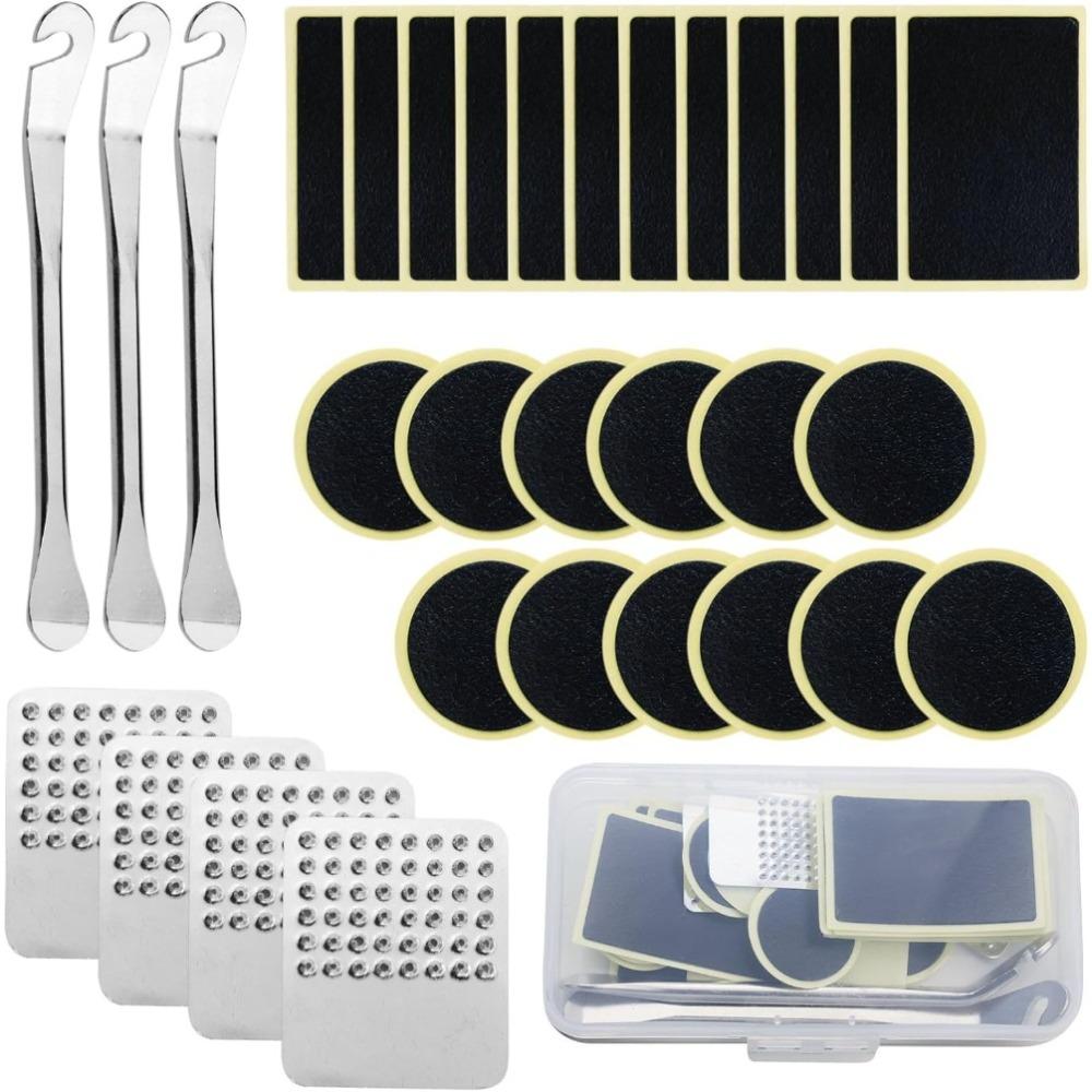 

32PCS Universal Bike Tyre Puncture Repair Kit Glueless Self-Adhesive Patches Metal Rasps Tyre Levers for MTB Road Bikes