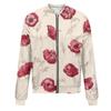 Women Floral Leaf Print Casual Long Sleeve Zipper Jacket Round Neck Fashionable