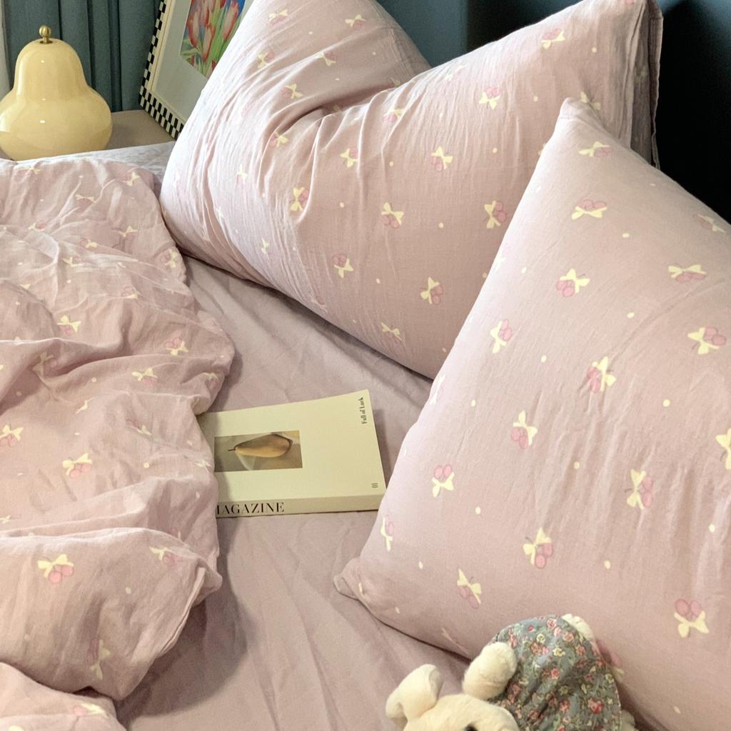 Live Broadcast Explosion Class A Maternal And Infant Grade Cotton Pure Cotton Double-Layer Yarn 4-Pcs Set Student Children'S Dormitory 3Pc Quilt Cover