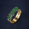 Luxury Female Green Pink Leaf Zircon Jewelry Gold Color Engagement Rings For Women Charm Bride Vintage Promise Wedding Bands