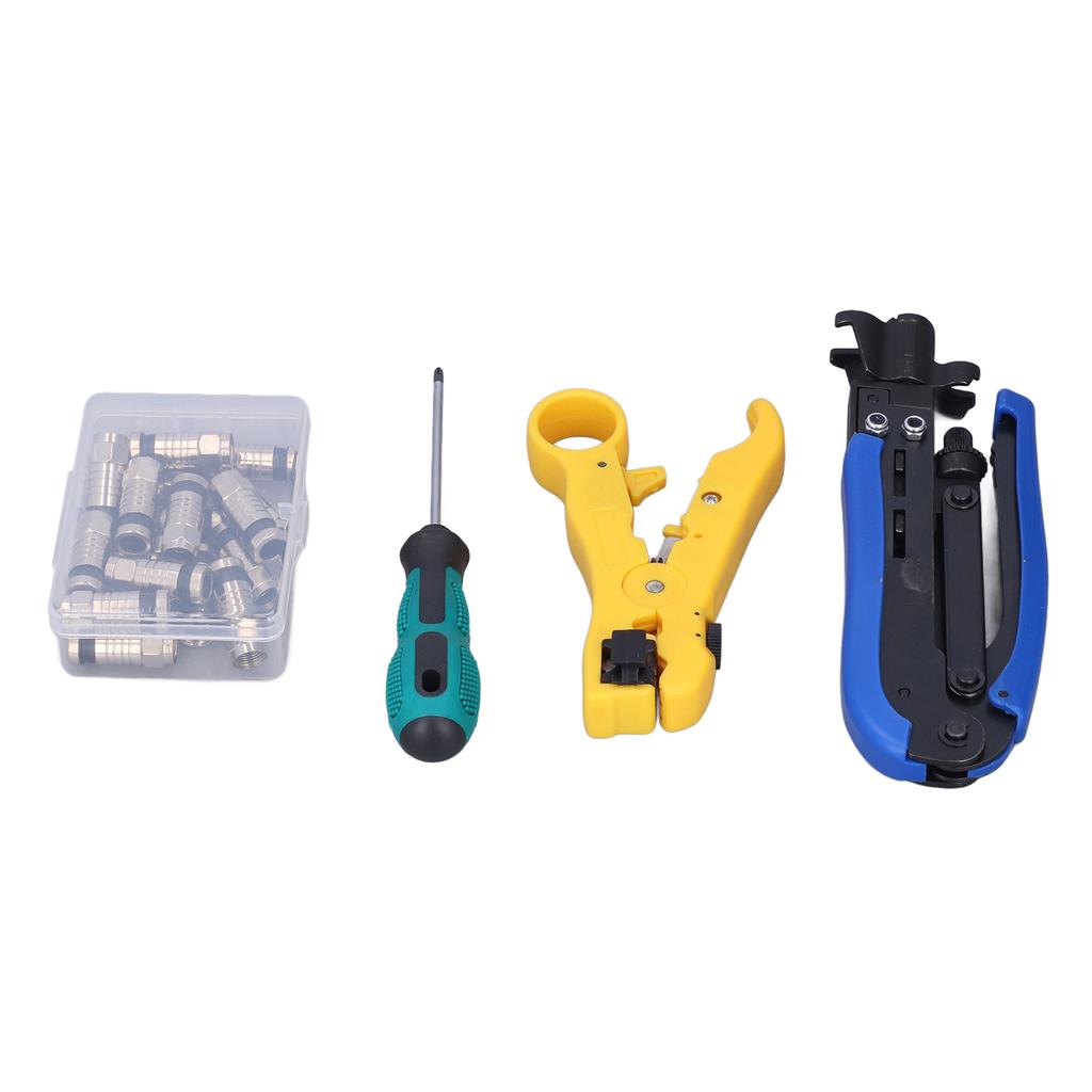 Coax Cable Crimper Kit Multifunctional Coaxial Compression Tool Network Toolkit for Stripping