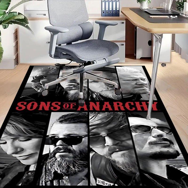 1pc Sons of Anarchy Themed Office Carpet Chair Mats - Durable Polyester Rug for Home Theater, Office, Dorm Room Decor - tA01