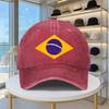 Brazil Flag Washed Baseball Cap Adjustable Denim Sun Hat Unisex Casual Sports Headwear