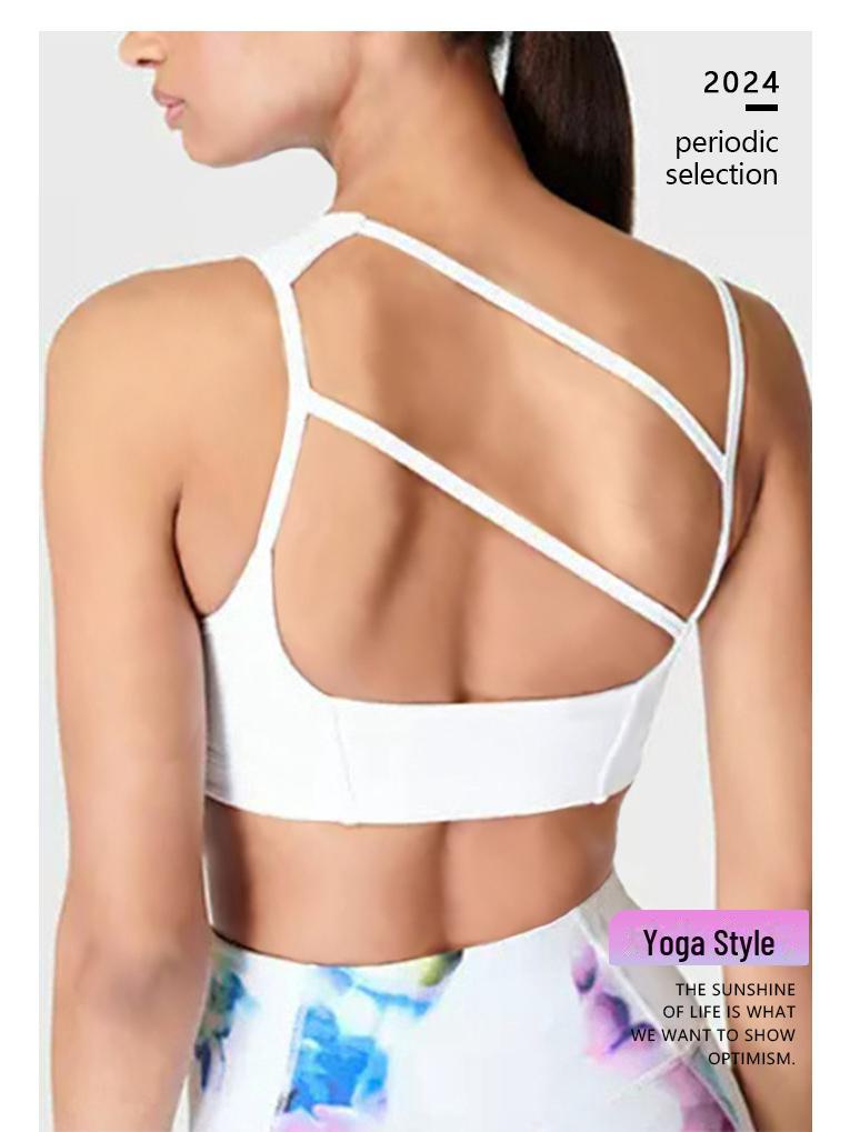 Women's Sleeveless Asymmetrical Yoga Top with Chest Pad – High-End Design for Sports, Fitness, and Running