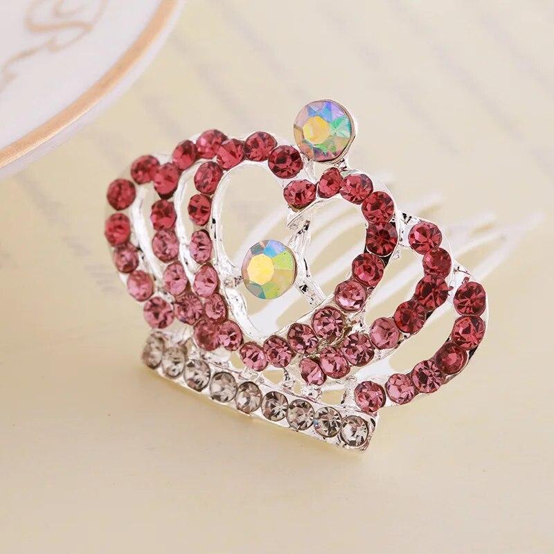 Tiaras com glitter para crianças, tiaras de cabelo com coroa 3D para meninas, bastões de cabelo de princesa para festival brilhante, acessórios para cabelo para meninas