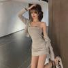 Two-piece Suit Short Skirt Autumn and Winter New Long-sleeved Jacket Suspender Hip Wrap Sexy Dress Women's Skirt