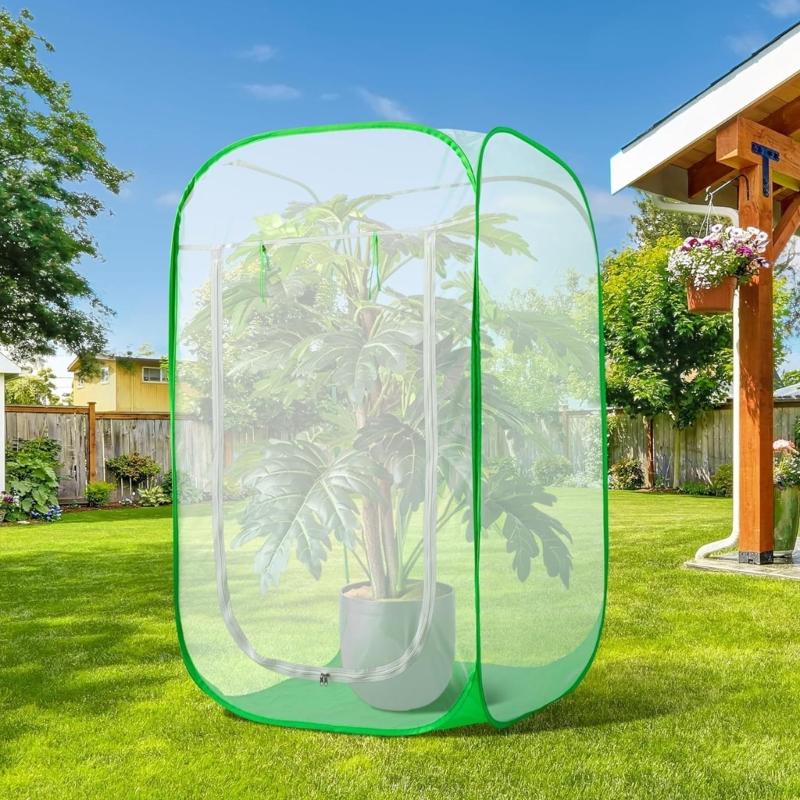 Durable Mesh Plant Tent Providing Effective Insect Barrier for Garden and Balcony Plant Featuring Ventilation Design