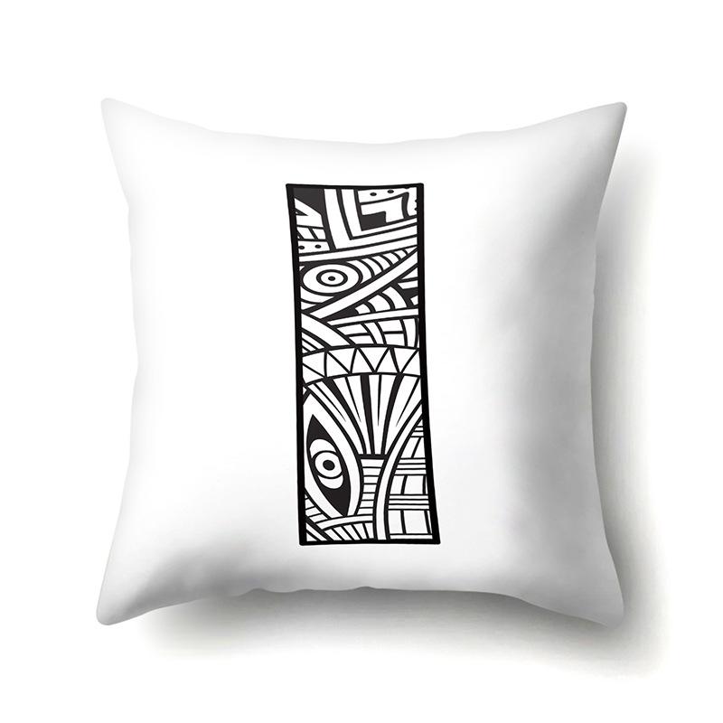Polyester Pillow Case Pencil Drawing Geometric Decorative Print 26 English Letters Pillow Cushion Cover Simple