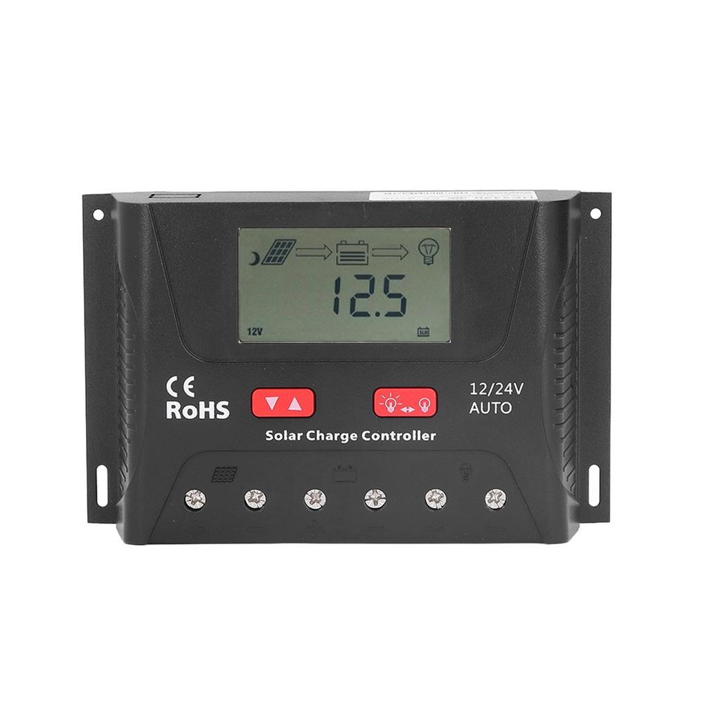 30A 12V/24V PWM Solar Charge Controller Regulator LCD Display Automatic Identification Adjustable Pa