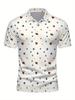 Men'S Short-Sleeve Polo Shirt with Flat Digital Print Pattern - No Texture