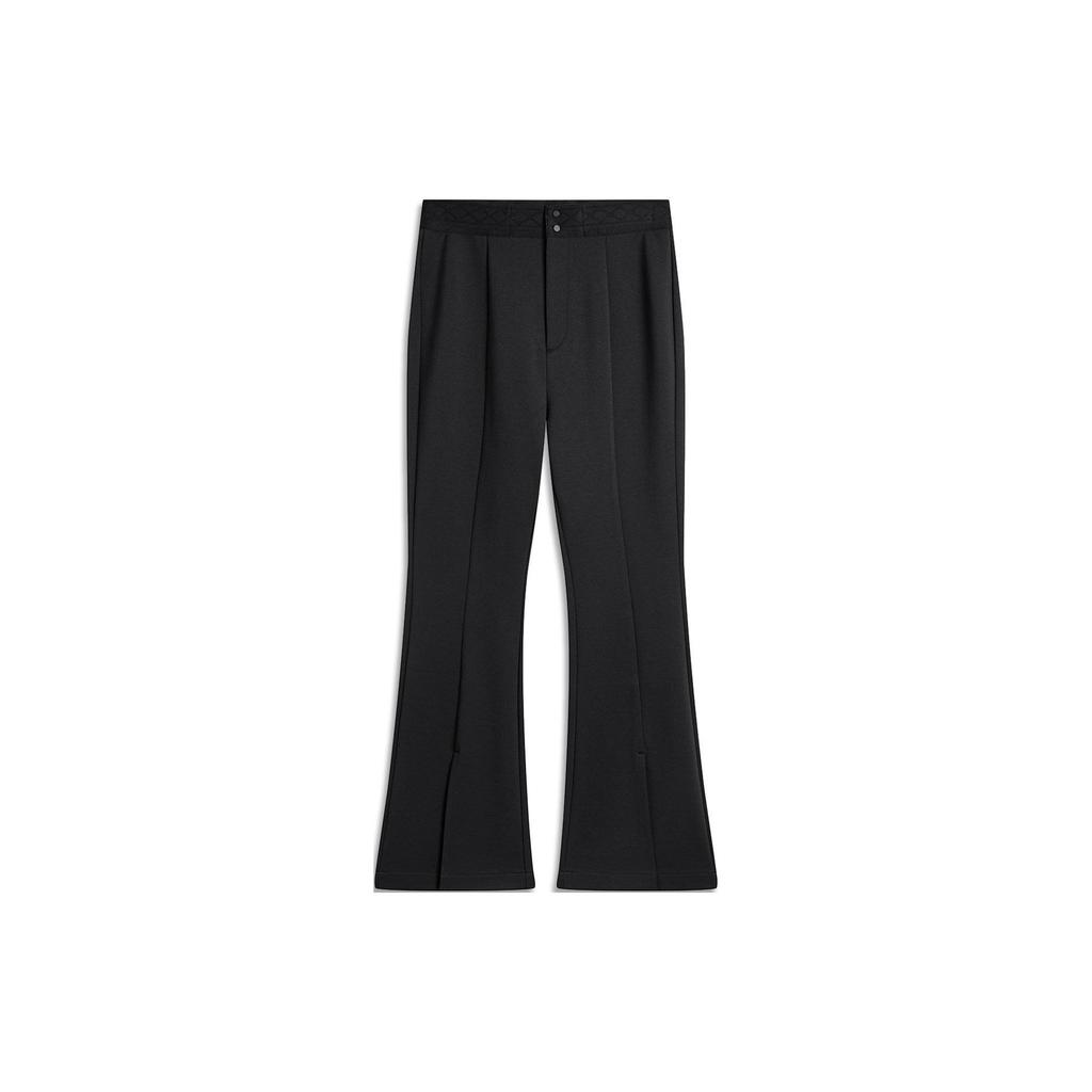 Li Ning Sports Lifestyle Series Solid Color Fashion Flared Casual Pants Women Bottoms Black AKXU006-2
