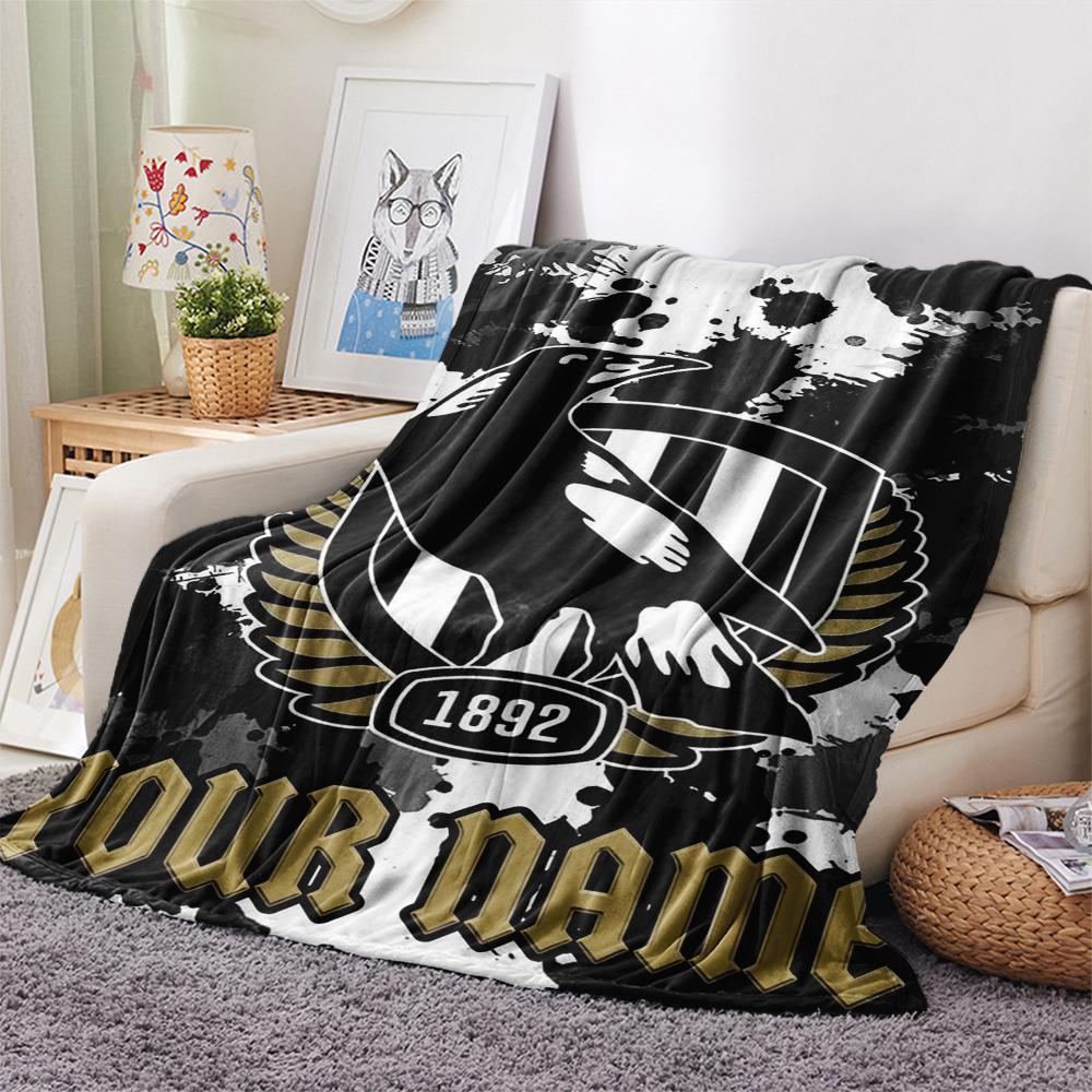 1PC Custom Name Collingwood Patterned Flannel Blanket Suitable For All Seasons for Home Decor Warmth and Comfort Gifts Holiday Present