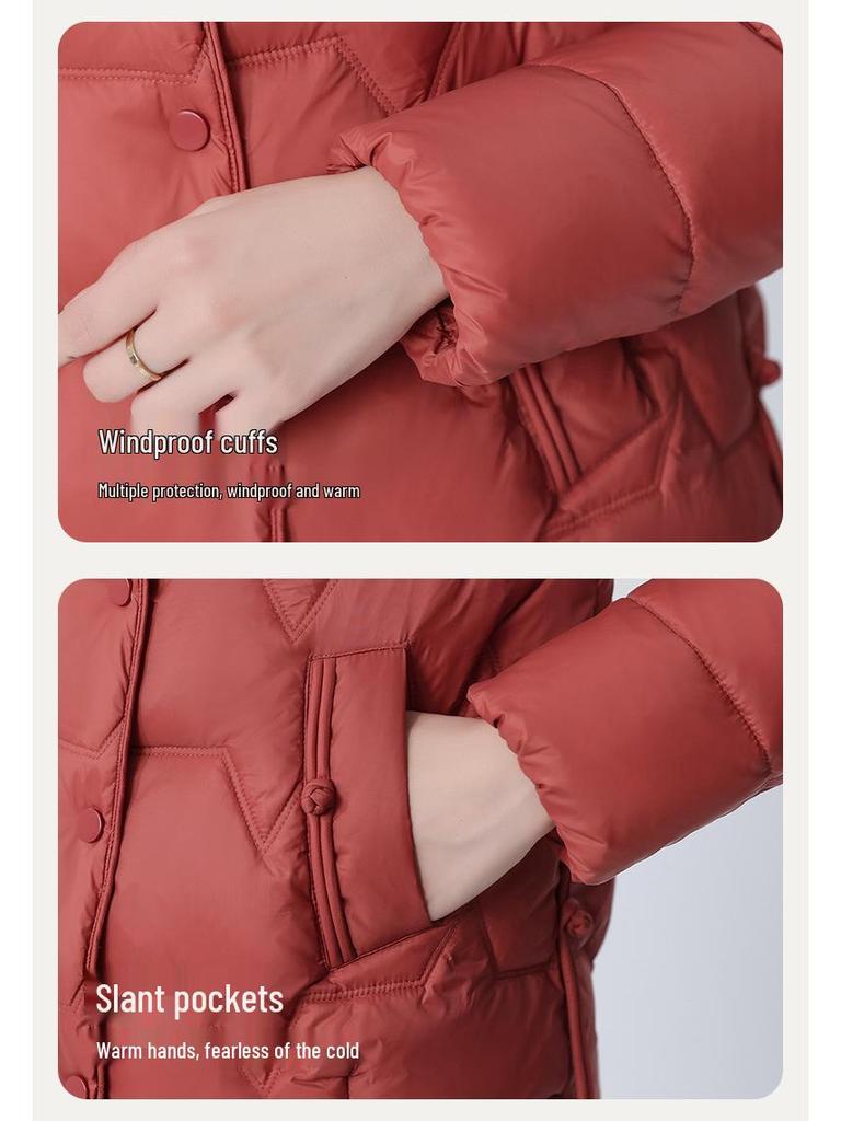 Women's Short Lightweight Down Jacket - Fashionable Turn-Down Collar, Duck Down, 2025 Korean Style, Warm Outerwear