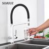 Filter Kitchen Faucet Black Dual Spout Drinking Water Faucet Mixer 360 Degree Rotation Hot Cold Water Purification Feature Tap