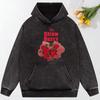 Summer Graffiti Strawberry  Print Women Washed Hoodie Casual All-Match Hoody Retro Loose Pullovers Clothing Women