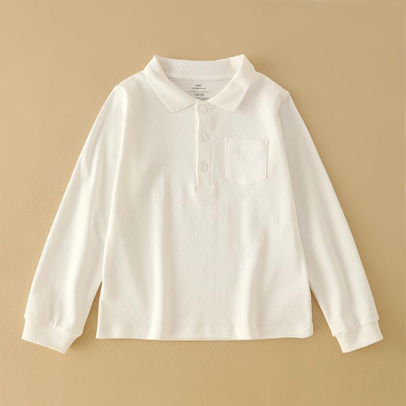 

Children s A-Grade Cotton Long-Sleeve Polo Shirts for Boys & Girls - Spring Inner Wear & Performance Layer 90 (80-90cm / 20-25 lbs recommended)