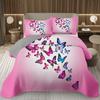 Butterfly Bedspread Twin/Queen/King Watercolor Botanical Floral Coverlet Fantasy Style Bedding Set Reversible Quilted Bedspreads
