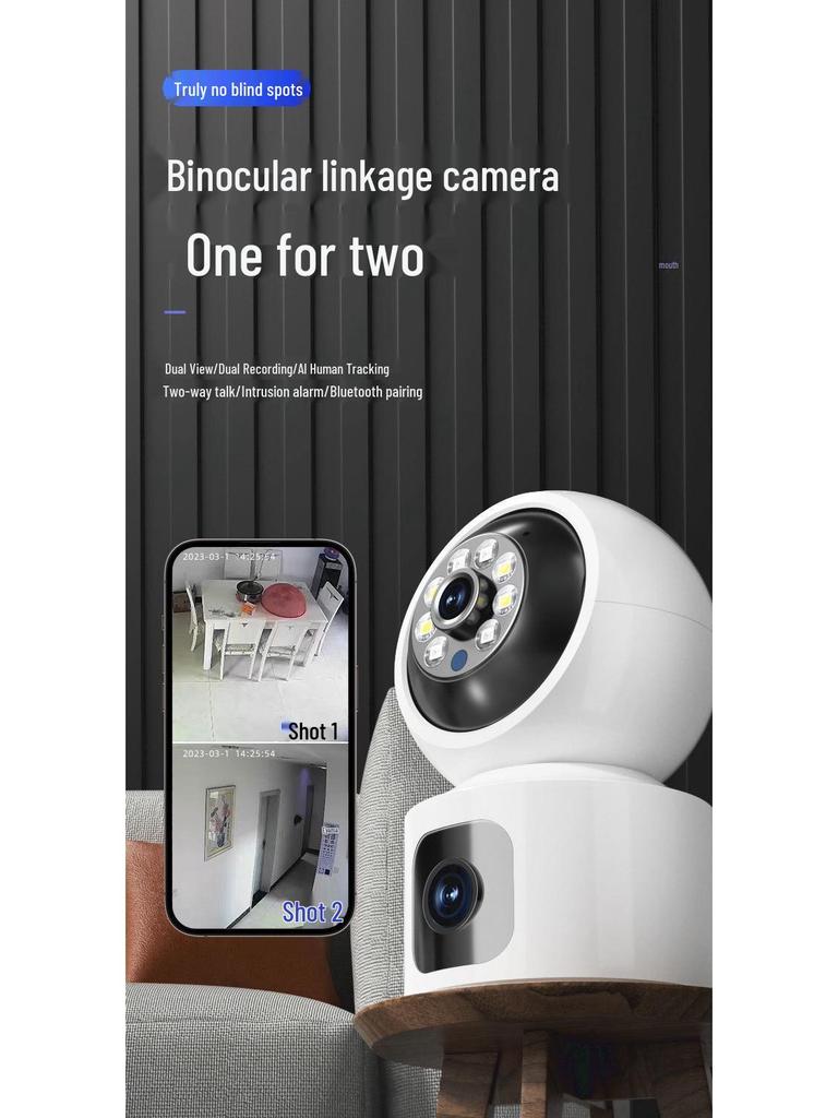 Dual-Lens Dual-Band WiFi Indoor 360° Full-Color Night Vision Surveillance Camera