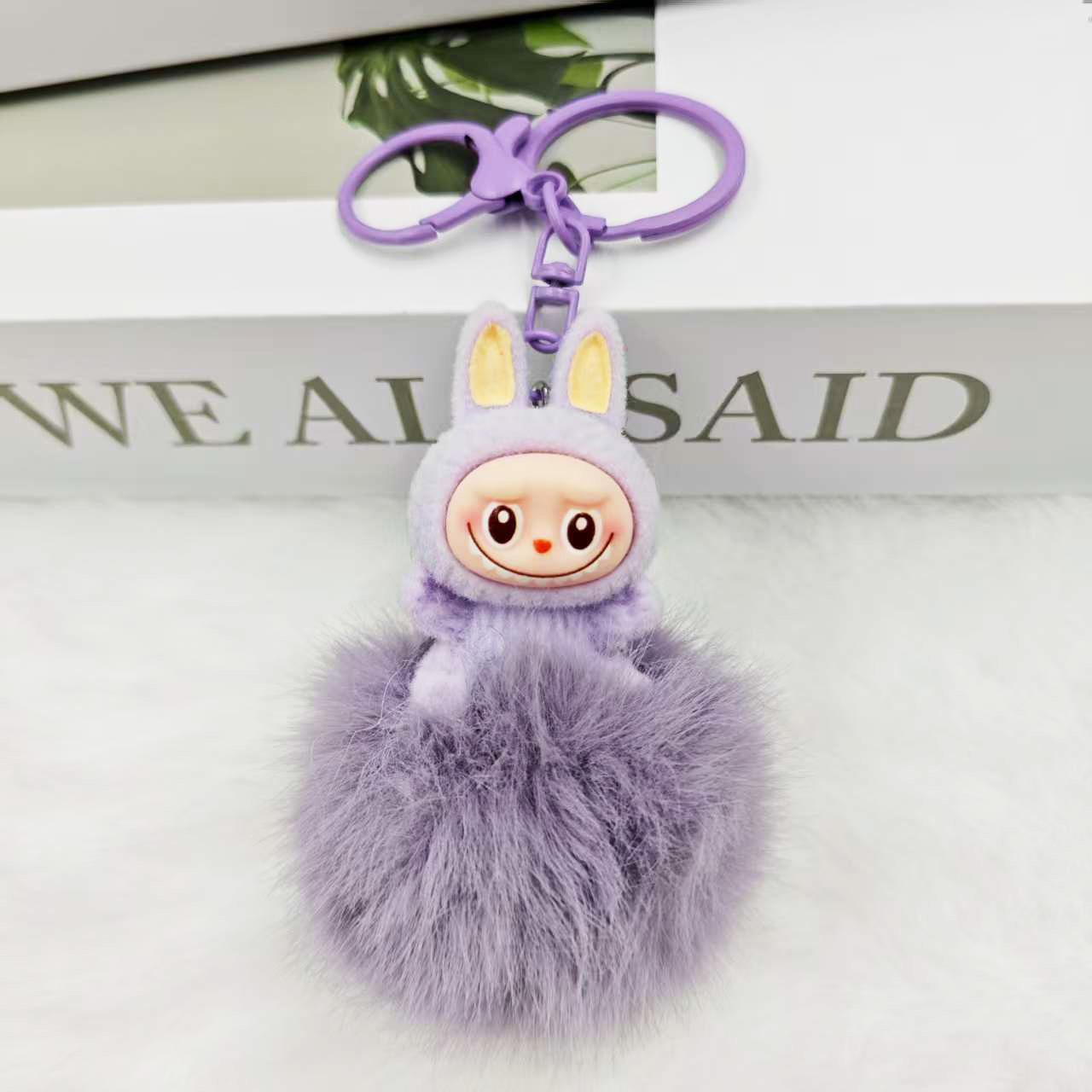 

Брелок-подвеска в виде пушистого помпона, Подвеска для автомобиля, Подвеска для рюкзака для девочки. лавандовый